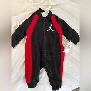 Jordan Infant Footie - Black with Red Accents